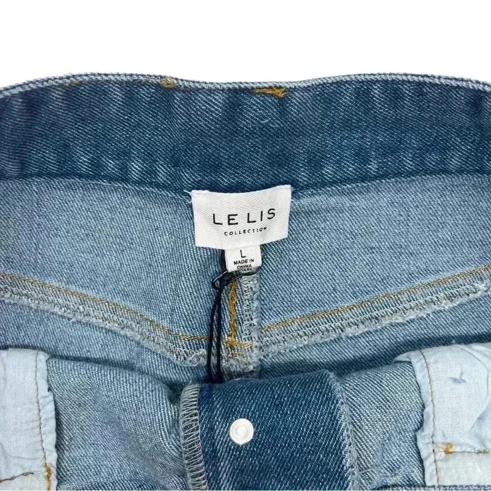 {Le Lis} Front Seam Frayed Cutoff Hem Button Fly Stretch Denim Jean Shorts - Picture 3 of 4